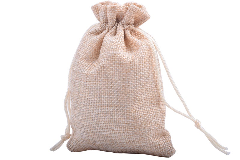 Sansam 50pcs 2.8X3.60 Inch Drawstring Burlap Gift Bags, Small Jute Jewellery Pouches, Tiny Cream Lining Burlap Favor Sacks For Herb, Spices, Jute Treat Bags for Christmas, Wedding, Party - Image 2